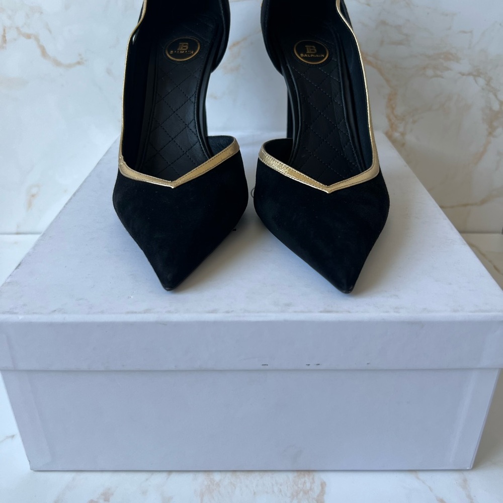 balmain heels Elegant Black and Gold Women's Heels